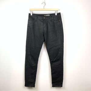 Please Jeans Denim Black Italy Sz Medium Pockets Zip Heart Italian Made